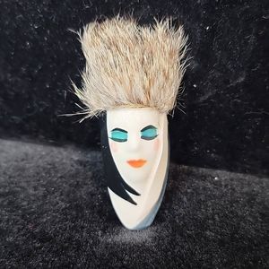Vintage 1980 Sijan brooch, ceramic woman head